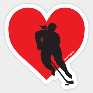 Women's Love Heart Hockey Sticker